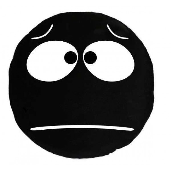 Soft Smiley Emoticon Black Round Cushion Pillow Stuffed Plush Toy Doll (Sad Eyes)